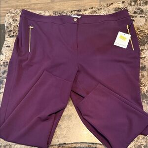 Calvin Klein Plum Trousers with Gold Accents